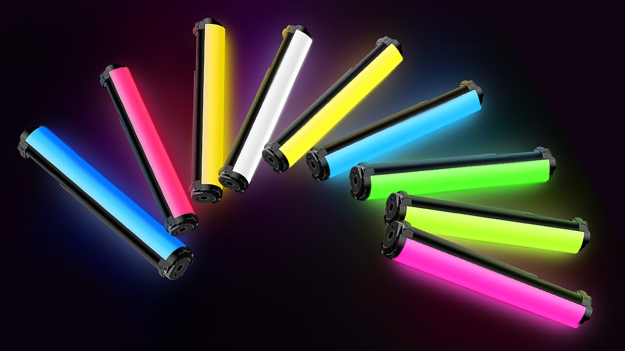 Leuchtende LED-Röhren von Yongnuo in verschiedenen Farben